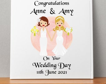 Lesbian Wedding Card Personalised, Wedding cards for lesbian marriage, Lesbian sister wedding card