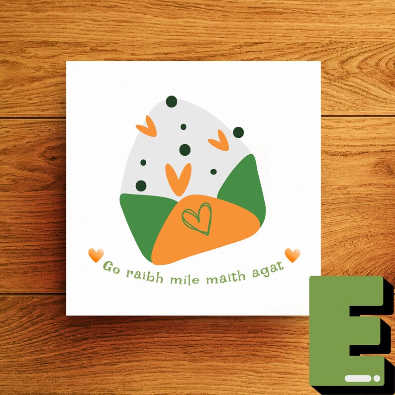 Thank You Card in Irish Language, Go Raibh Maith Agat Card, Go Raibh Mile Maith Agat Carta as