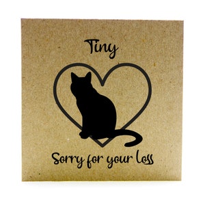 Pet Cat Sympathy Card Personalizzato per la perdita o il lutto del bambino di pelliccia per offrire condoglianze