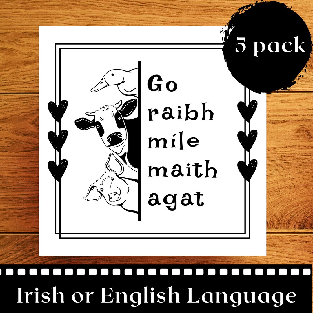 Thank You Card Pack in Irish Language or English, Go Raibh Maith Agat Card, Go Raibh Mile Maith