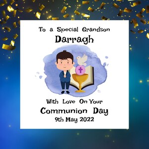 Carte religieuse de première communion pour garçon personnalisée, carte de communion pour fils, petit-fils ou neveu de félicitations faite main en Irlande