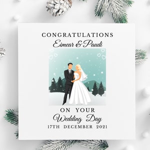 Winter Hochzeitskarte Personalisiert Handgemacht in Irland, Hochzeitstagskarte für Sohn, Tochter, Freund, gratulierte Paare großer Tag