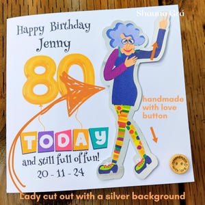 Carte personnalisée joyeux 80e anniversaire, dynamique et amusante, découpée en 3D, parfaite pour maman, grand-mère, tante ou votre meilleure amie !