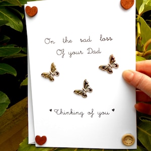 Carte de sympathie papa or papillons, carte de condoléances papa, désolé pour votre perte papa carte de deuil, je pense à toi carte papa
