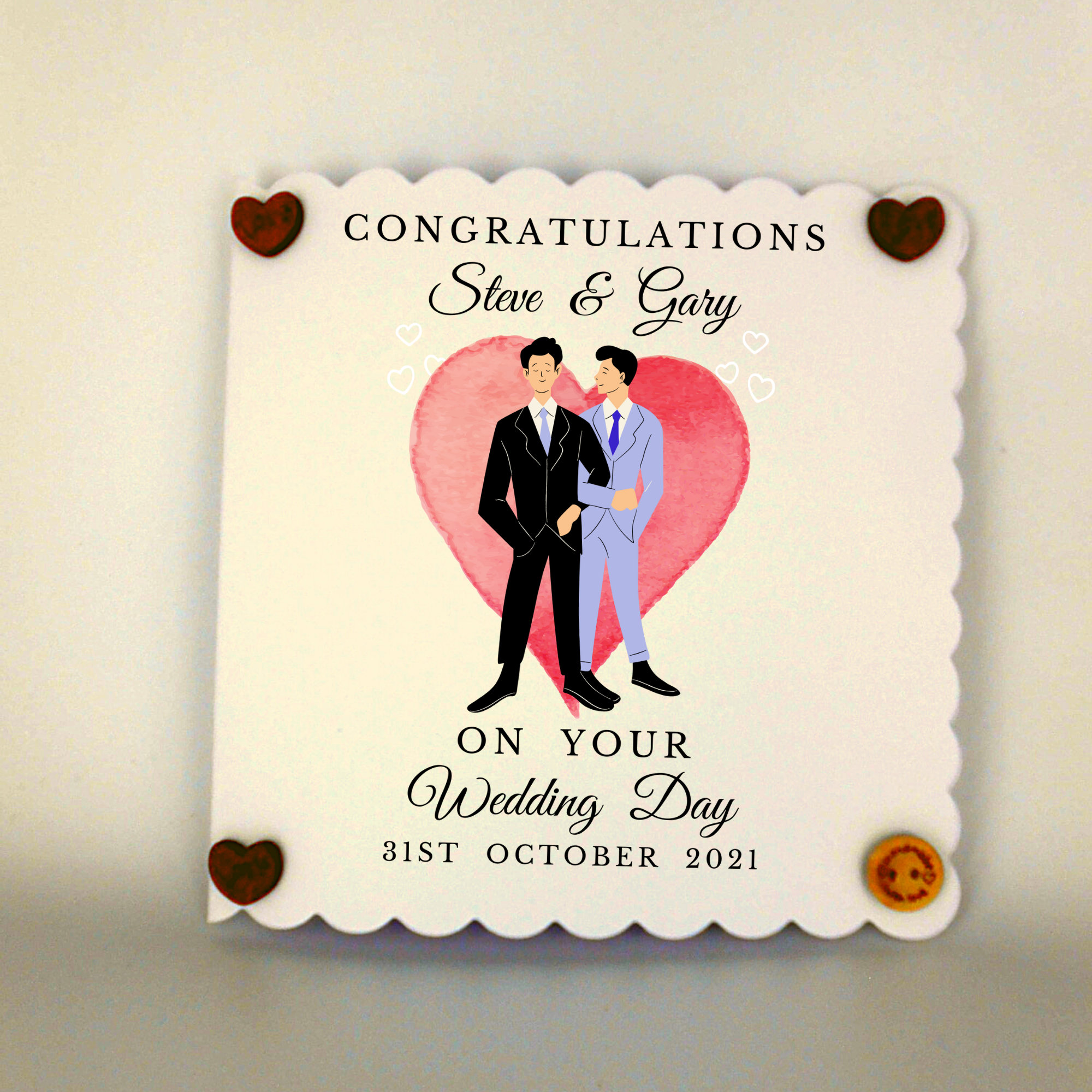 Biglietto di auguri per matrimonio gay, biglietto di auguri per matrimonio in inglese, matrimonio maschile, scaricabile e stampabile, download istantaneo, AI - Italia