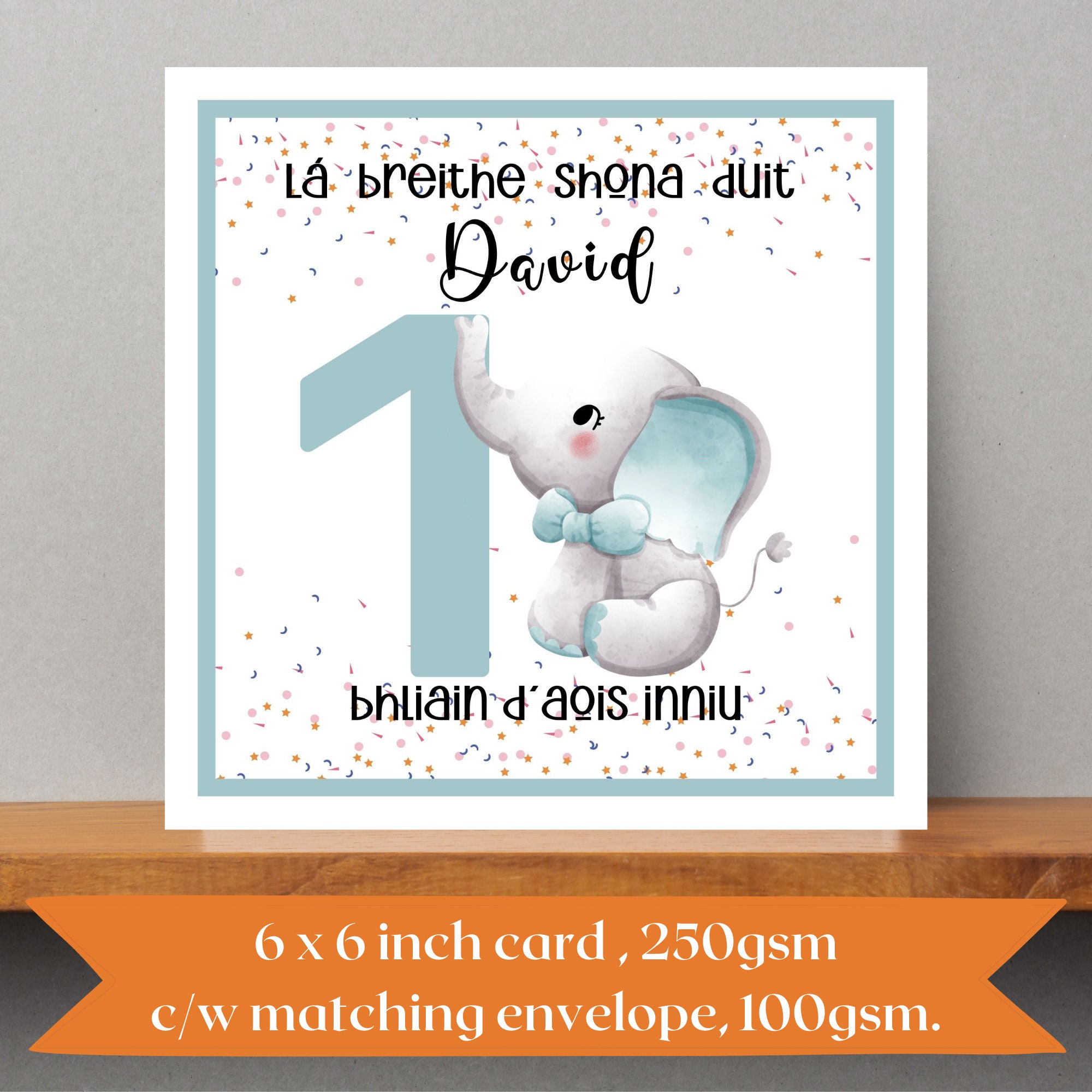 Birthday Card Age 1 for Boy Personalised Elephant, One Year Old Birthday  Card for Son, Nephew, Grandson in the Irish Language - Etsy, image size:2000x2000