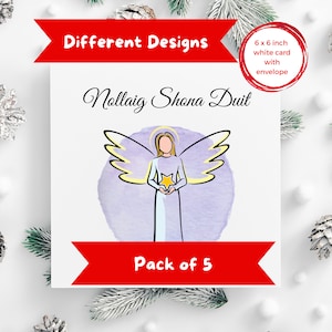 Irish Christmas cards Angels pack of 5, Christmas cards Ireland, irish made christmas cards, Nollaig Shona Duit Cards