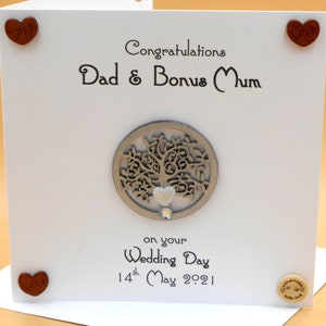 Biglietto di auguri per il giorno delle nozze Albero della vita fatto a mano in Irlanda per figlio, figlia, migliore amico o parente per augurare congratulazioni alla coppia per il grande giorno