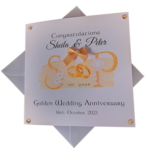 Tarjeta de Aniversario de Bodas de Oro Personalizada Mam y Papá, Tarjeta 50 Aniversario de Bodas Mamá y Papá