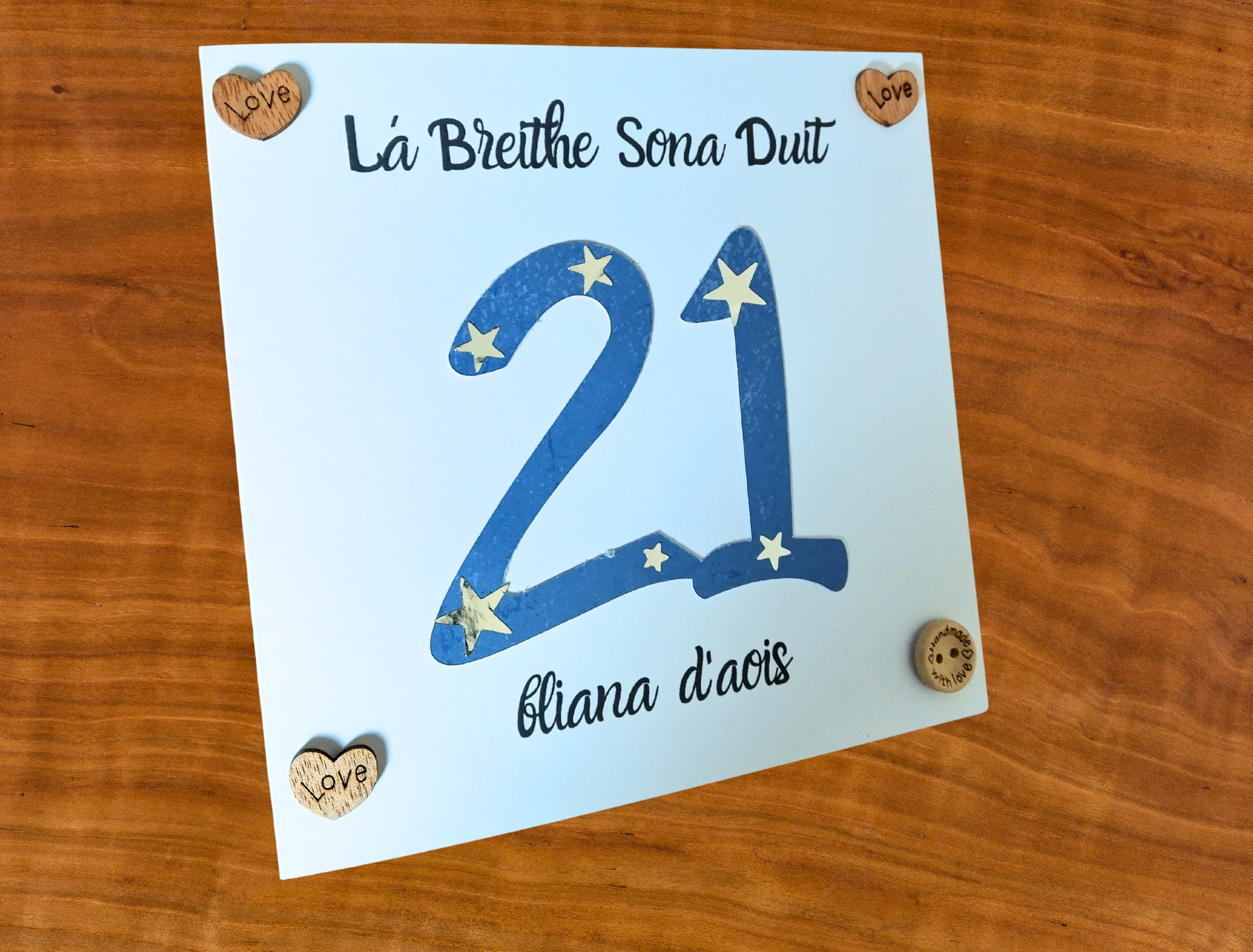 Irish Language 21st Birthday Card | Comhghairdeas | Lá Breithe Sona Duit |  21 Bliain | Handmade Greeting Card - Etsy, image size:2632x2000