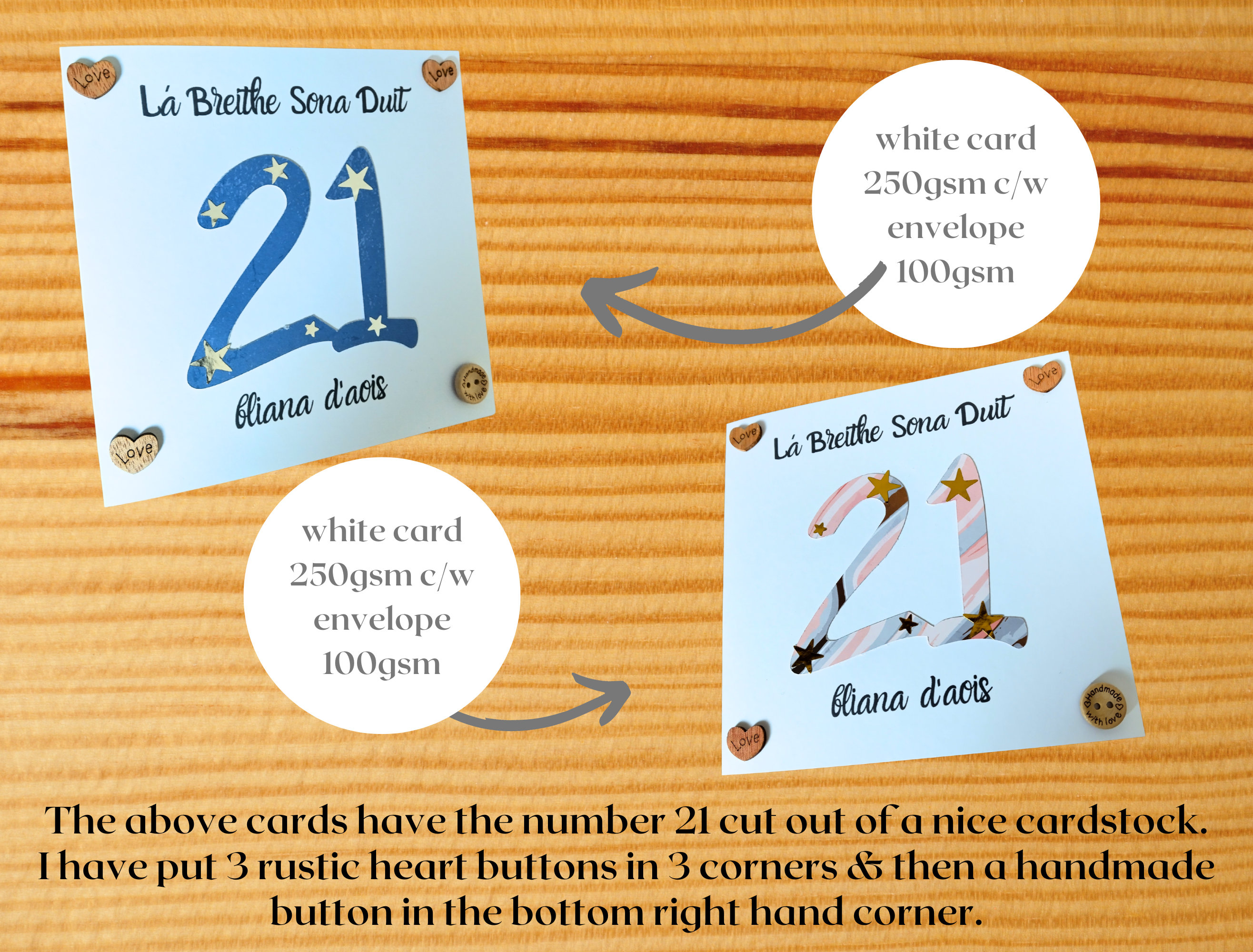 Irish Language 21st Birthday Card | Comhghairdeas | Lá Breithe Sona Duit |  21 Bliain | Handmade Greeting Card - Etsy, image size:2632x2000