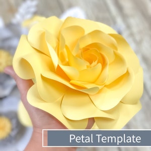 Paper Flower SVG Rose Template, DIY layered flowers for backdrop, Cricut Silhouette cut files, PDF petal template, Medium Rose template