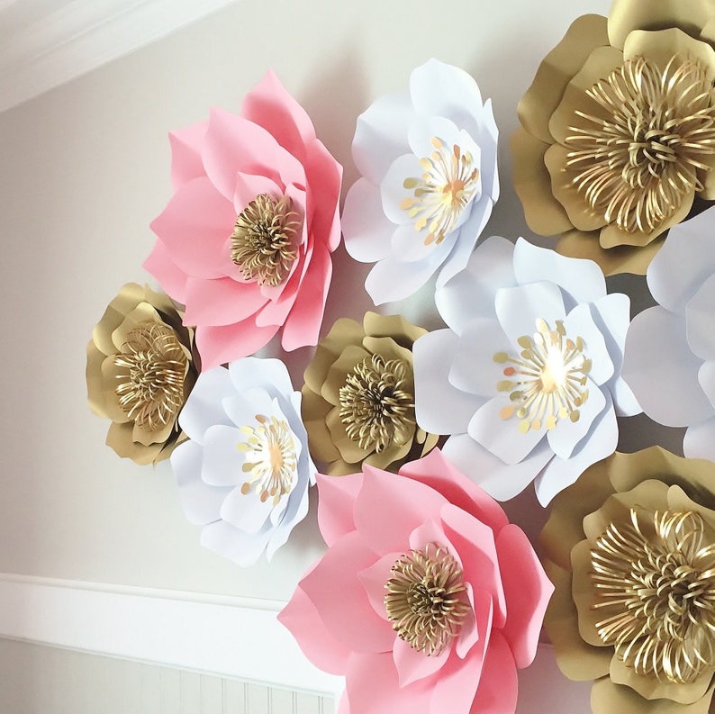 Baby Shower Paper Flowers Paper Floral Nursery Decor Blush Etsy