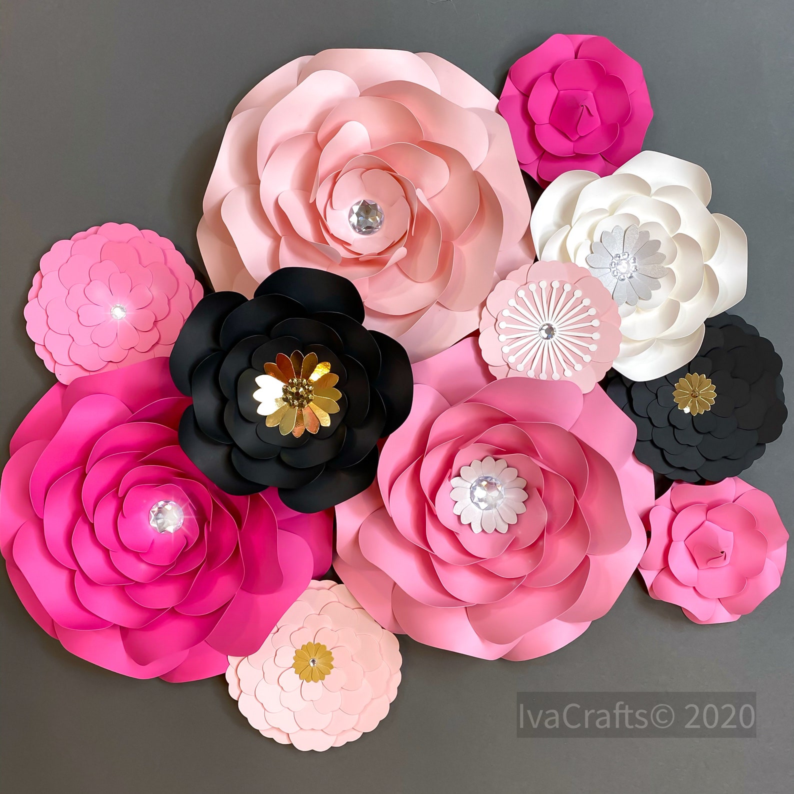 Paper Flower Wall Decor Set of 11 Bridal Shower Party - Etsy