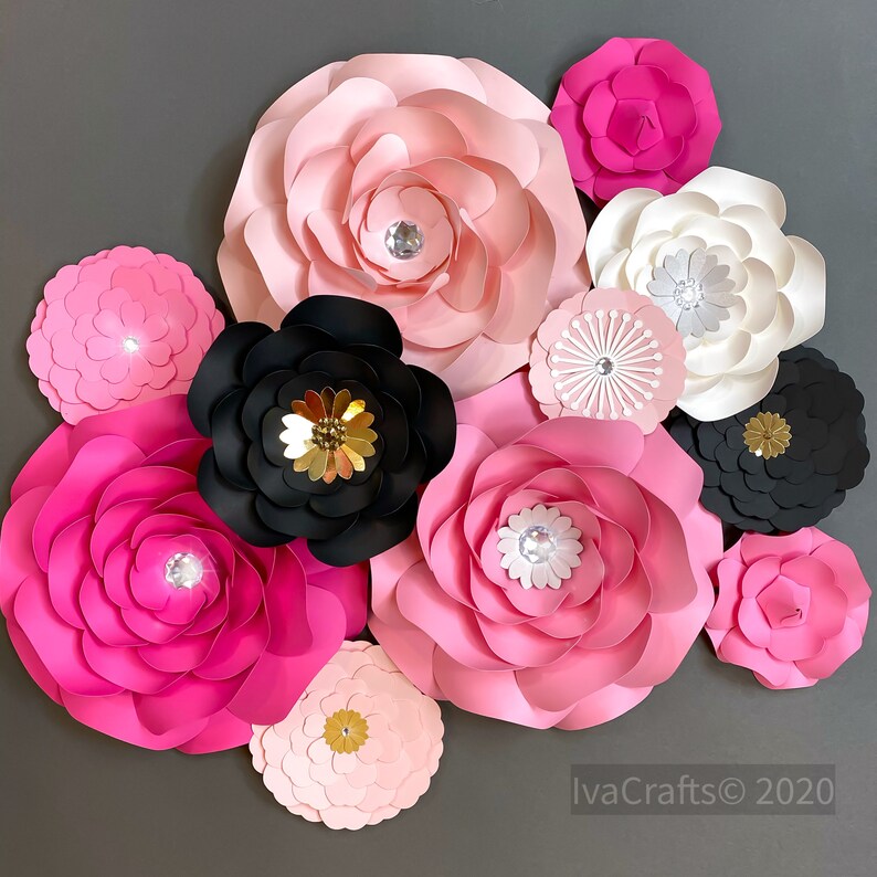 Paper Flower Wall Decor Set of 11 Bridal Shower Party Etsy