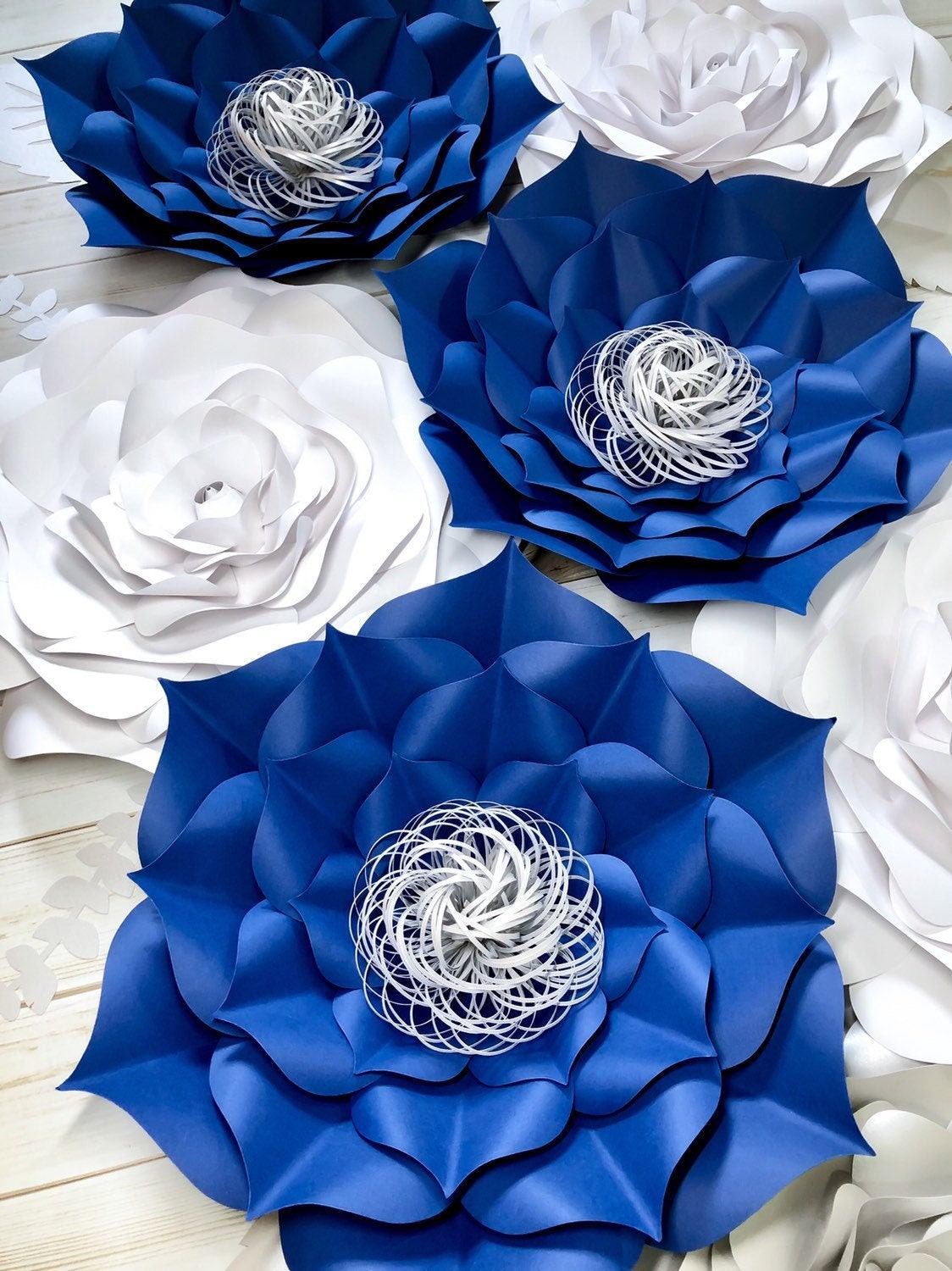 Navy Blue Wedding Flowers Paper Flower Decor Wall Flowers Etsy