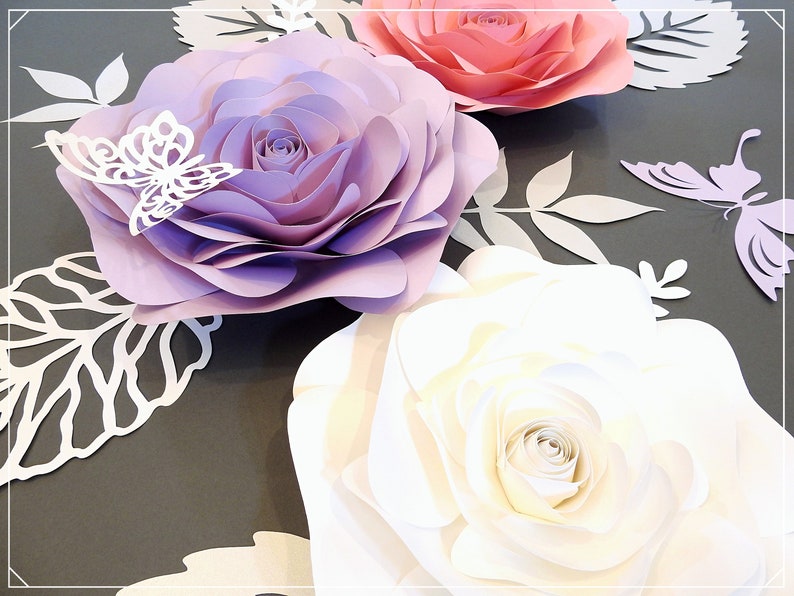 Paper Flowers Wall Decor Set of 11 Blush and Lavender Paper Etsy
