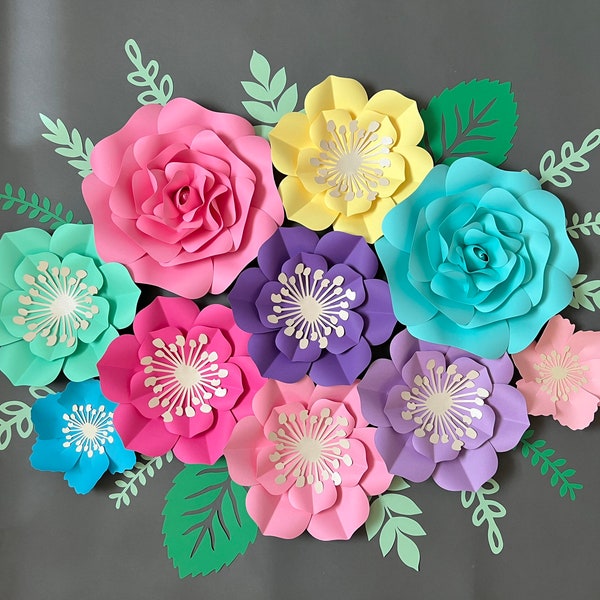 Paper Flowers Wall Decor Etsy