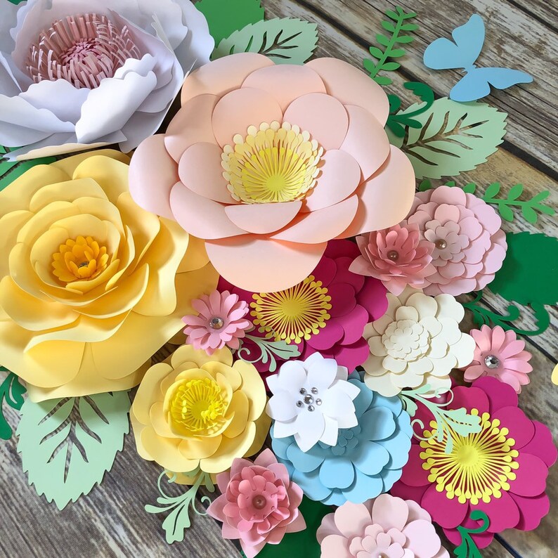 Paper Flowers 15pcs Nursery Wall Flowers Girls Birthday Etsy