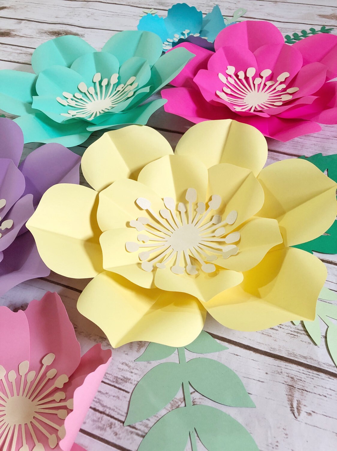 Paper Flowers Wall Decor 7pcs Nursery Gift Unicorn Party Etsy