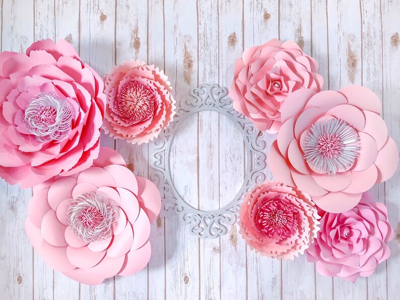 Pink Paper Flowers for Wall Decor Nursery Wall Flowers Blush Etsy
