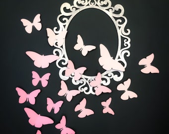 Set of 18 Paper Butterflies Medium Size, Butterfly die cuts, Pink Butterfly Room Decor, 3D Butterfly Wall Art, Girls Nursery Decorations