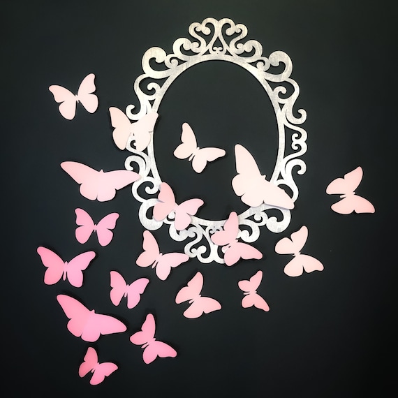 Set Of 18 Paper Butterflies Medium Size Pink Butterfly Room Etsy