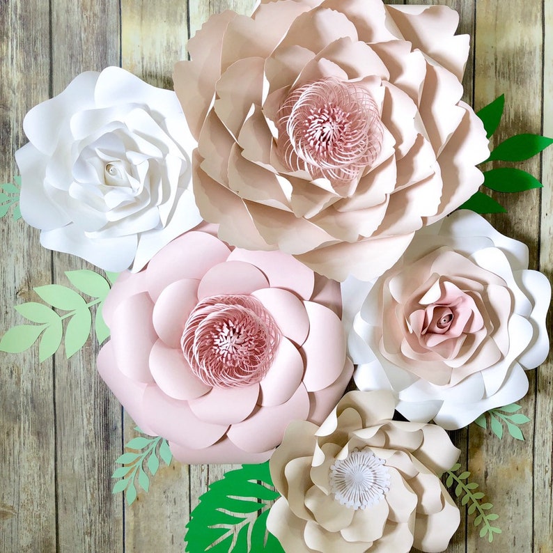 Large Paper Flowers for Wall Decor 10 Pcs in Blush Floral Etsy