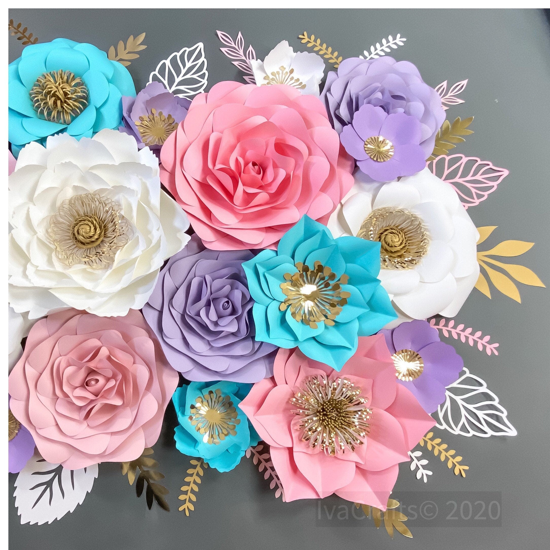 Large Paper Flowers Wall Decor 18pcs Nursery Wall Flowers Etsy