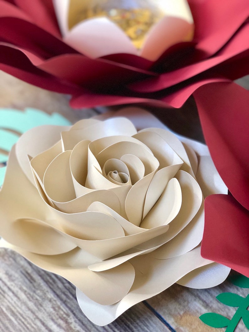 Burgundy & Gold Wedding Backdrop 8 pcs Large Paper Flowers Etsy