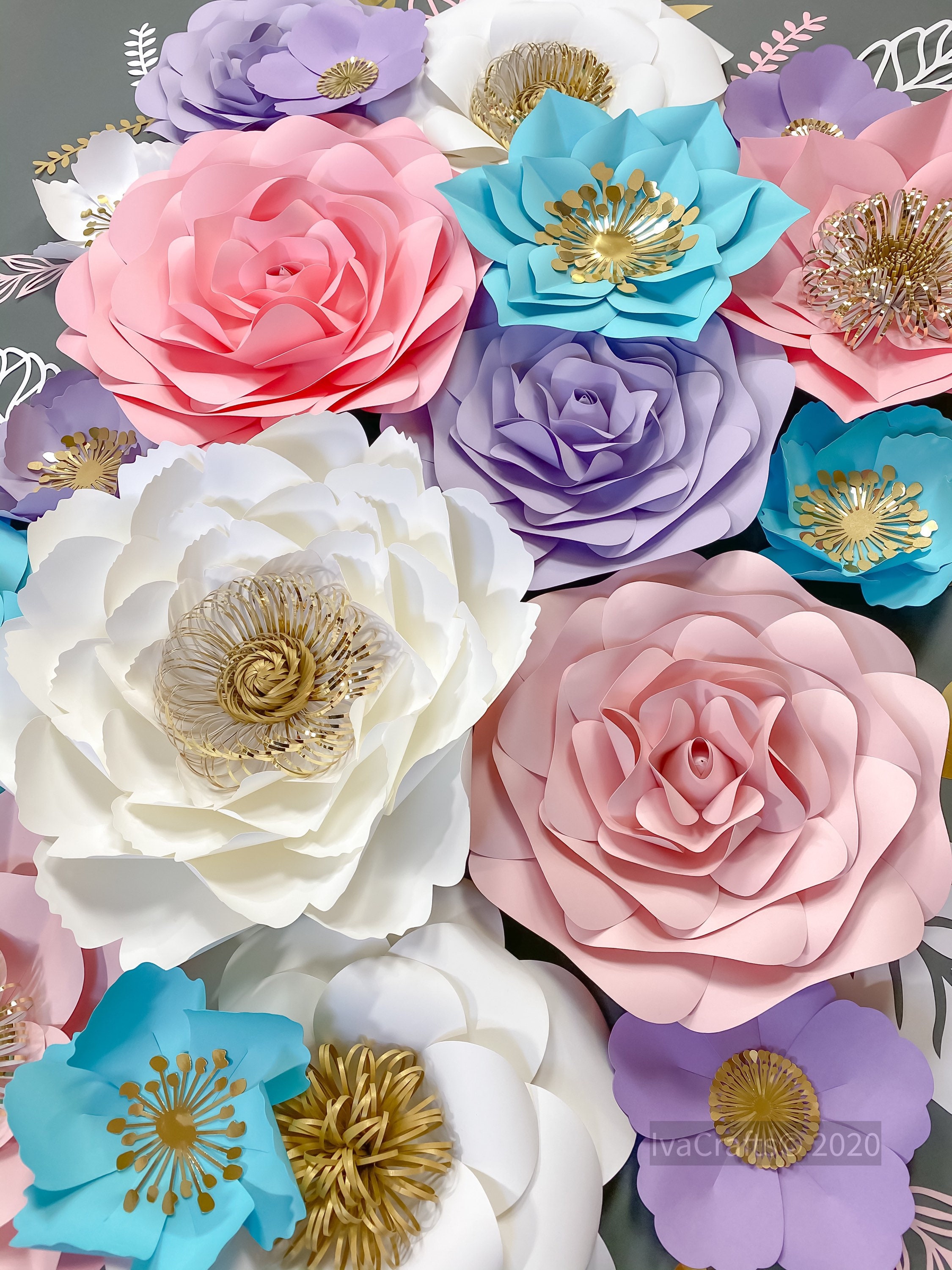 Large Paper Flowers Wall Decor 18pcs Nursery Wall Flowers Etsy