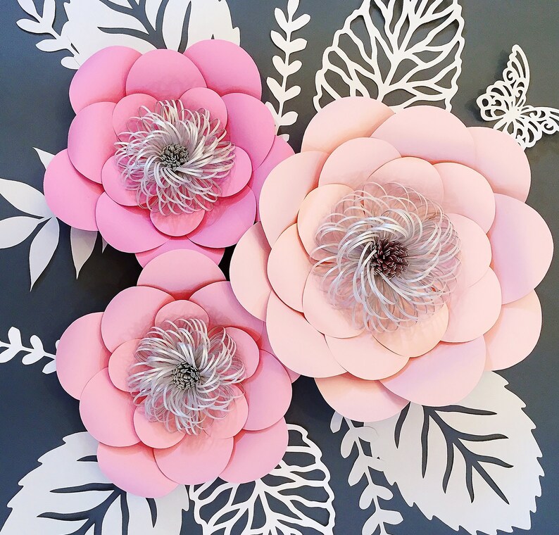 6 Large Paper Flowers Wall Decor Lavender Blush Nursery Name Etsy