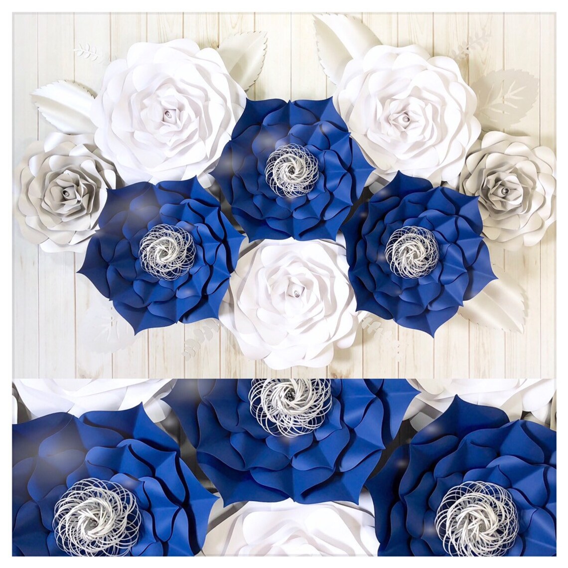 Navy Blue Wedding Flowers Paper Flower Decor Wall Flowers Etsy