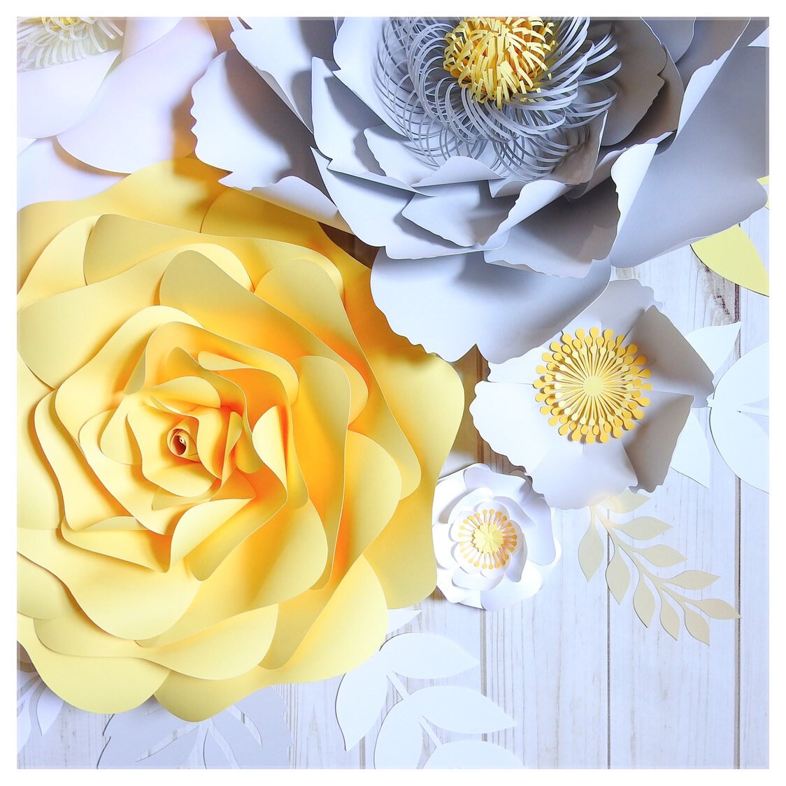 11 Pcs Yellow Grey Nursery Wall Flowers Large Paper Flowers Etsy