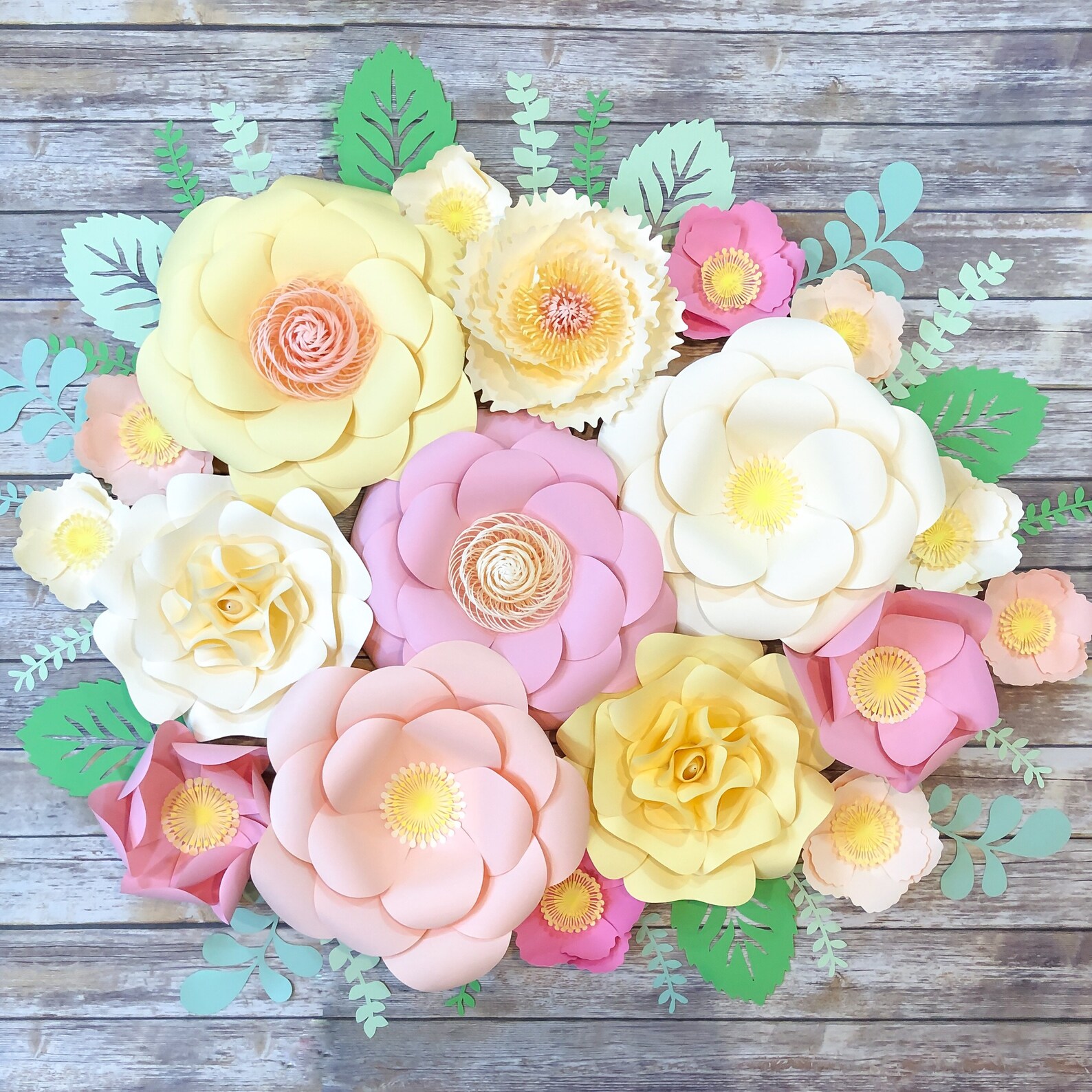 Large Paper Flowers for Nursery Wall Decor Girl Baby Shower Etsy