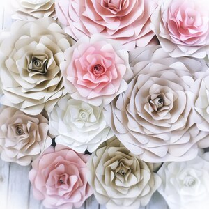 Paper Roses for Wall Decor in Blush Pink, Elegant Nursery Flowers, Name Sign Flowers, Baby Shower Decorations, Bridal Backdrop image 10