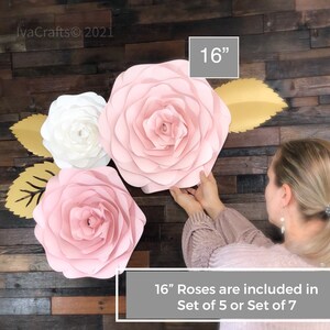 Paper Roses for Wall Decor in Blush Pink, Elegant Nursery Flowers, Name Sign Flowers, Baby Shower Decorations, Bridal Backdrop image 4