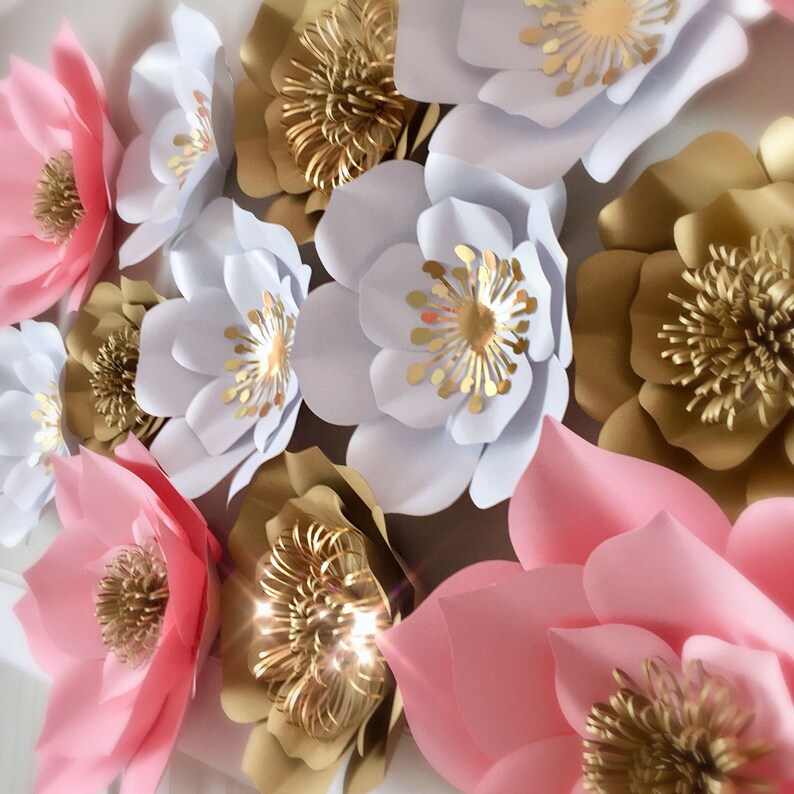 Baby Shower Paper Flowers Paper Floral Nursery Decor Blush Etsy