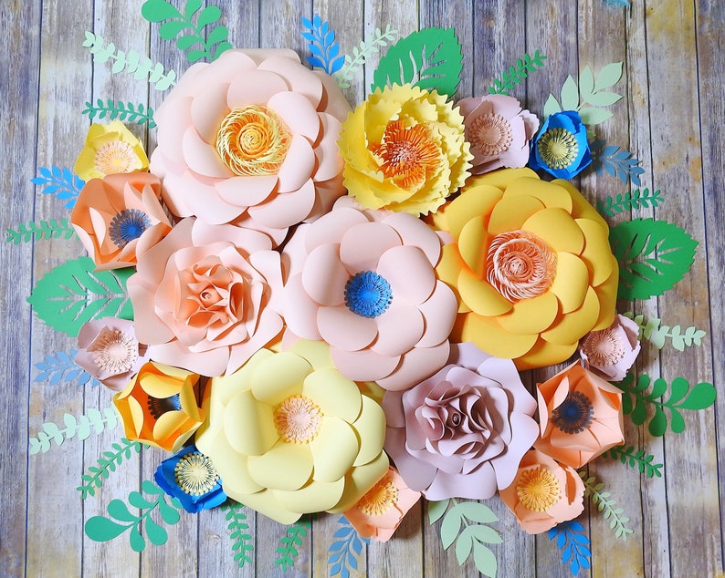 Large Paper Flowers for Nursery Wall Decor Girl Baby Shower Etsy