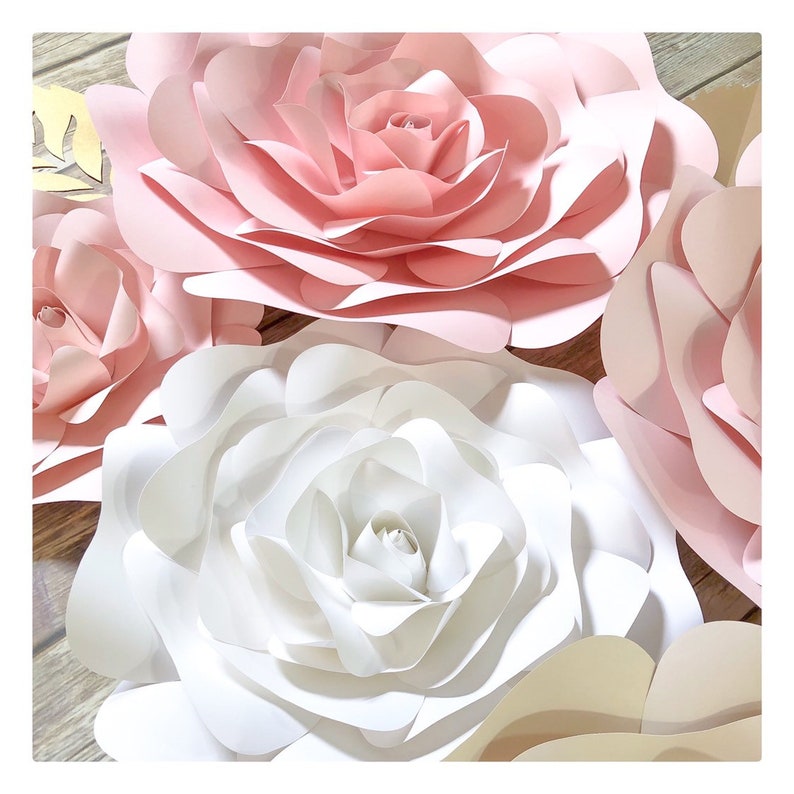 Paper Roses for Wall Decor in Blush Pink, Elegant Nursery Flowers, Name Sign Flowers, Baby Shower Decorations, Bridal Backdrop image 8