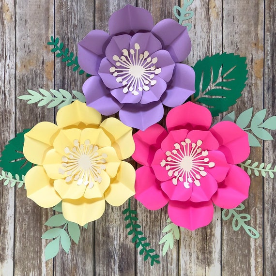Large Paper Flowers Bedroom Wall Decor Flower Decorations Colorful Girls Room Decor Nursery Wall Art Rainbow Flowers Unicorn Party
