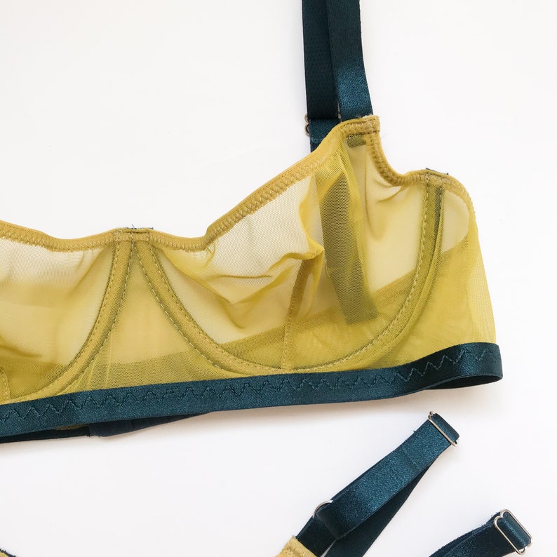 Yellow mesh lingerie Strappy lingerie See through lingerie Kinky