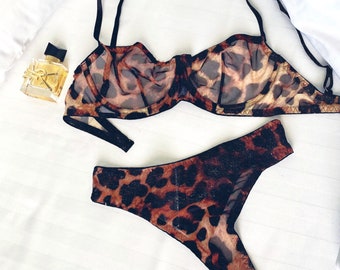 Cheetah/Leopard lingerie Sheer lingerie Animal print lingerie Best gift for her Erotic lingerie Lingerie sheer Gift for girlfriend