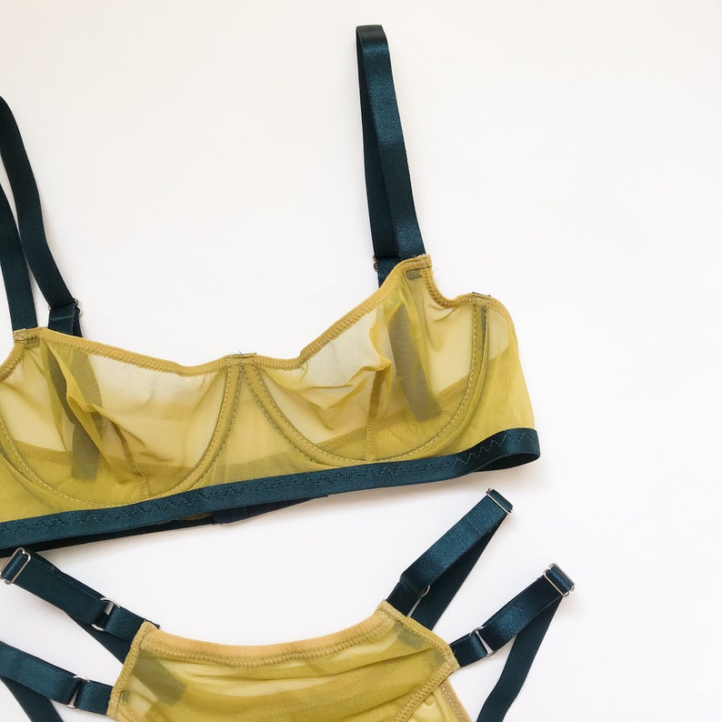 Yellow mesh lingerie Strappy lingerie See through lingerie Kinky