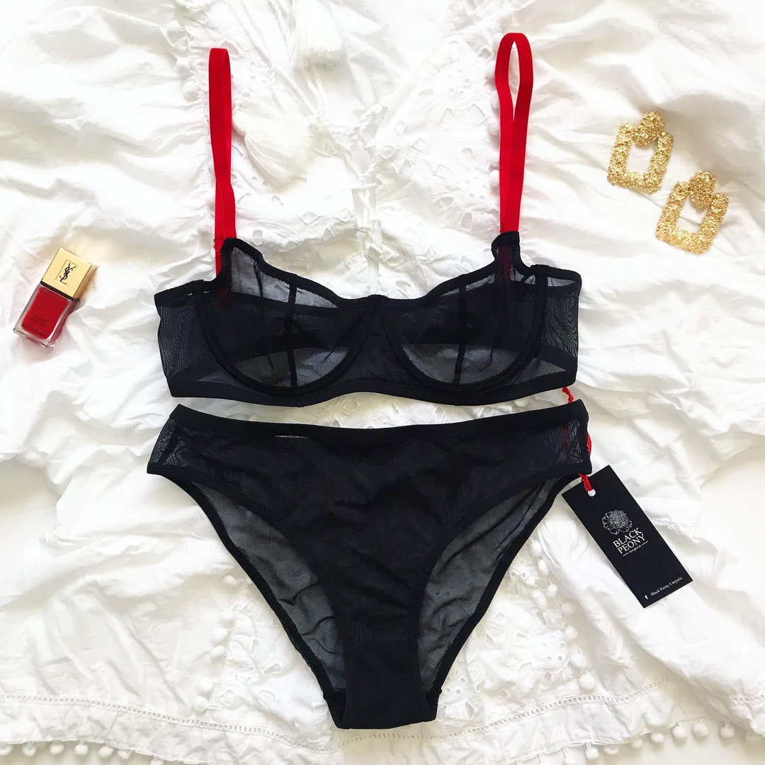 Black Mesh Underwear Erotic Lingerie Gift for Girlfriend Sexy Lingerie ...