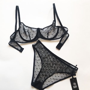 See through underwear Gift for girlfriend Naughty lingerie Matching bra and pantie set Anniversary gift Sheer mesh lingerie Gift for her