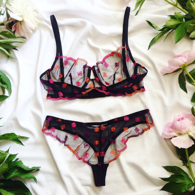 Lencería transparente para mujer Lencería bordada Regalo sexy Etsy España