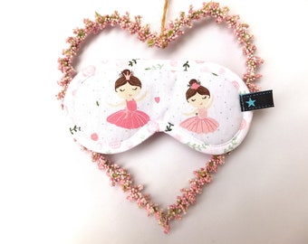 Kinderschlafmaske verstellbar, Schlaf Brille Ballerina, Gesichtsmaske Baumwolle