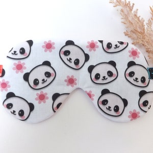 Schlafmaske verstellbar, handgemacht für Teenager und Erwachsene, Schlaf Brille Panda Kawaii, Cartoon, Baumwolle