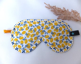 Sleep mask adjustable, sleep glasses handmade for teenagers and adults, face mask lemon, pure cotton